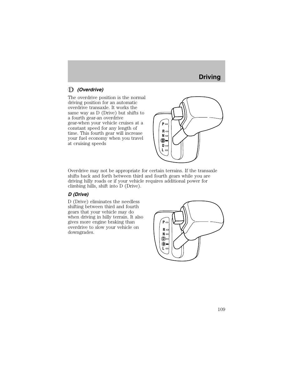 Driving | FORD 2002 Escort User Manual | Page 109 / 208