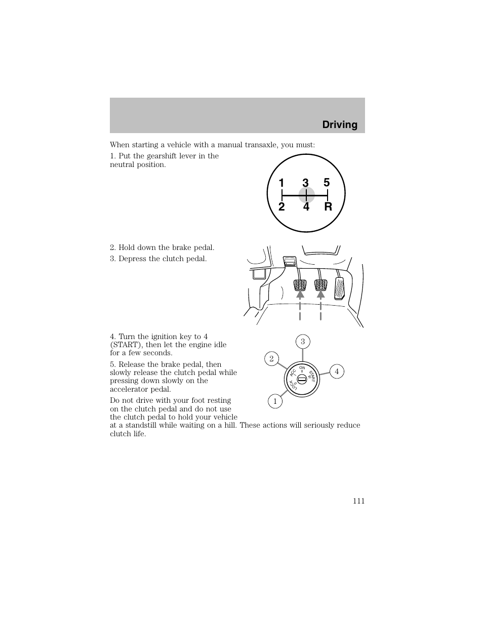 Driving | FORD 2002 Escort User Manual | Page 111 / 208