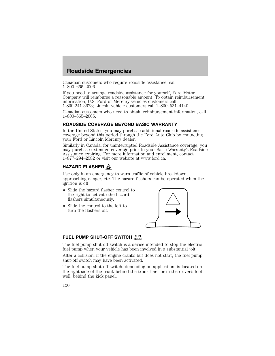 Roadside emergencies | FORD 2002 Escort User Manual | Page 120 / 208