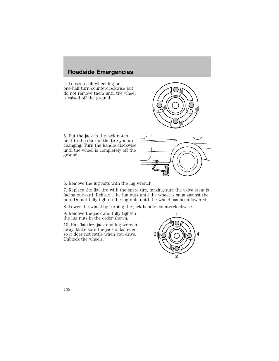 Roadside emergencies | FORD 2002 Escort User Manual | Page 132 / 208