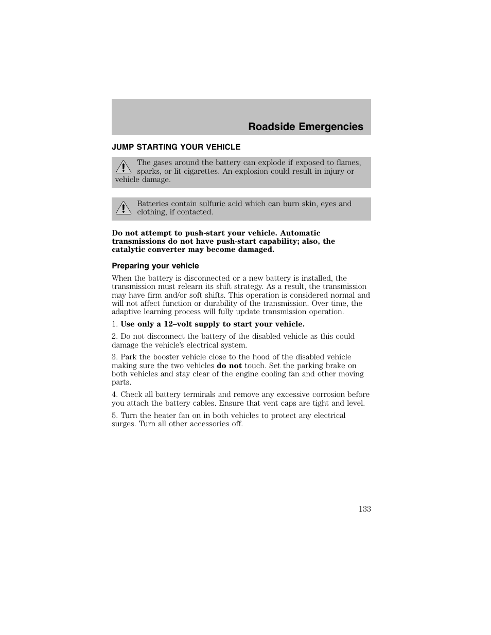 Roadside emergencies | FORD 2002 Escort User Manual | Page 133 / 208