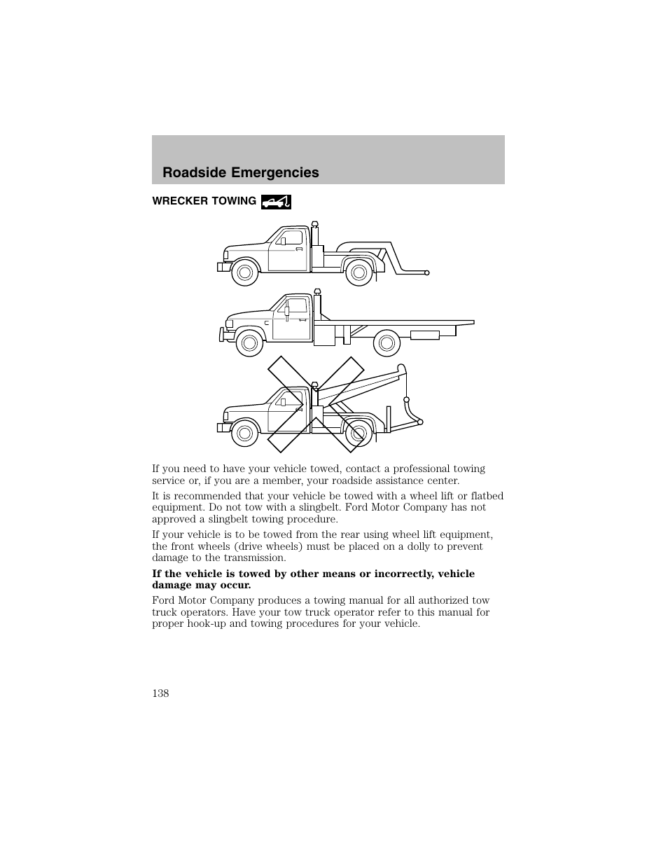 Roadside emergencies | FORD 2002 Escort User Manual | Page 138 / 208