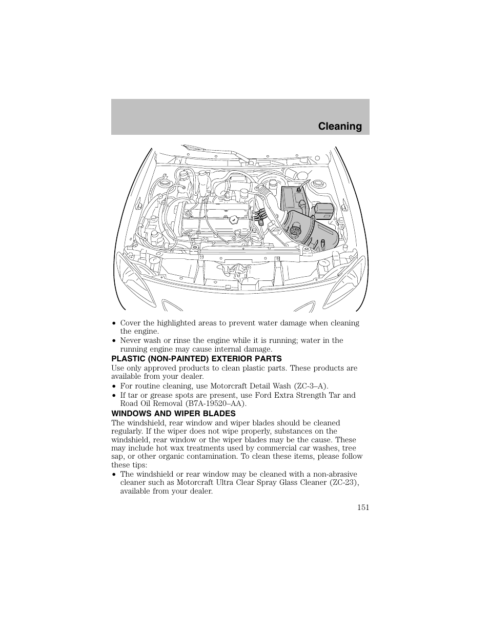 Cleaning | FORD 2002 Escort User Manual | Page 151 / 208