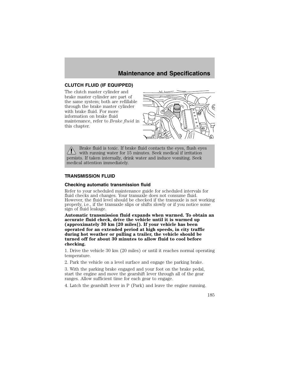 Maintenance and specifications | FORD 2002 Escort User Manual | Page 185 / 208