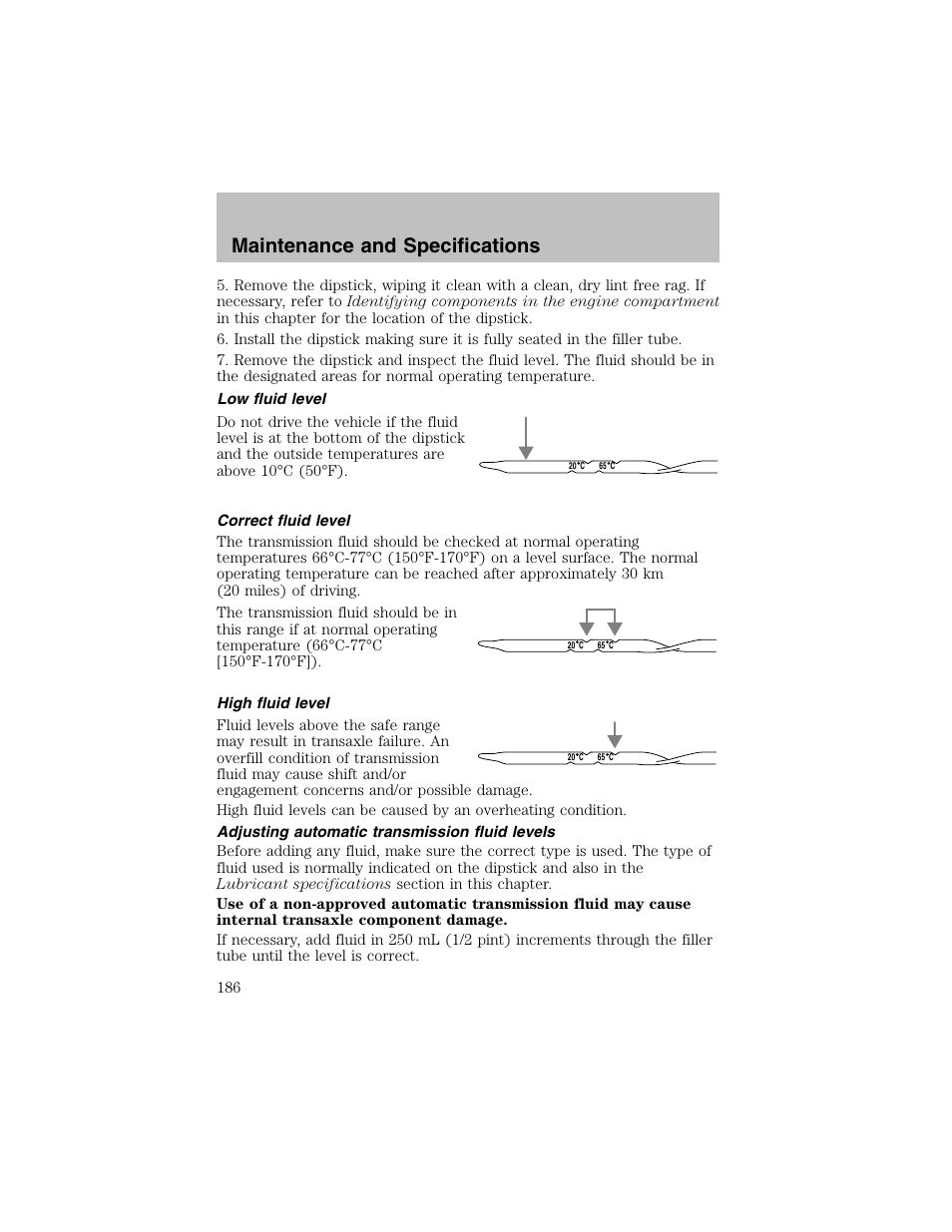 Maintenance and specifications | FORD 2002 Escort User Manual | Page 186 / 208