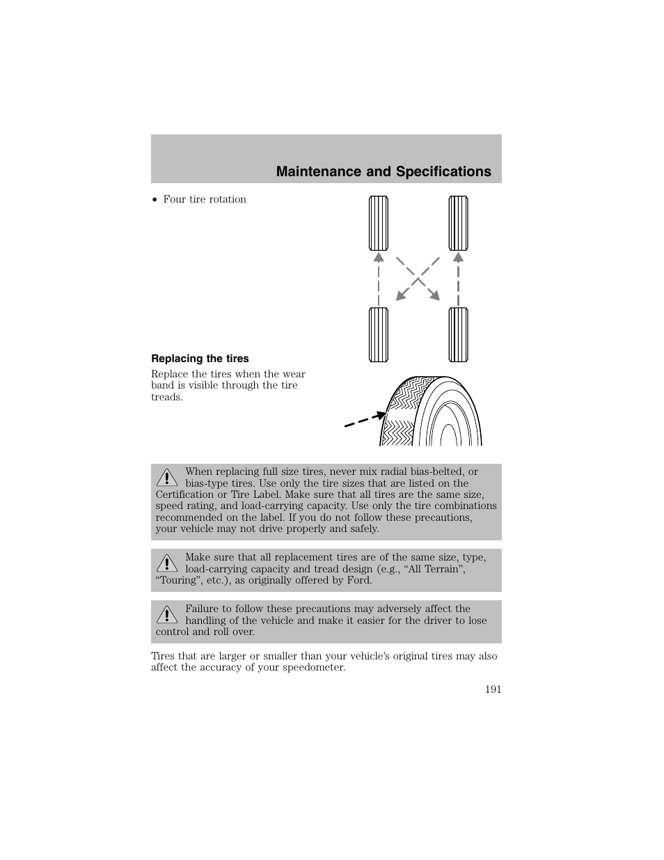 Maintenance and specifications | FORD 2002 Escort User Manual | Page 191 / 208