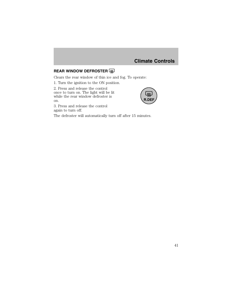 Climate controls | FORD 2002 Escort User Manual | Page 41 / 208