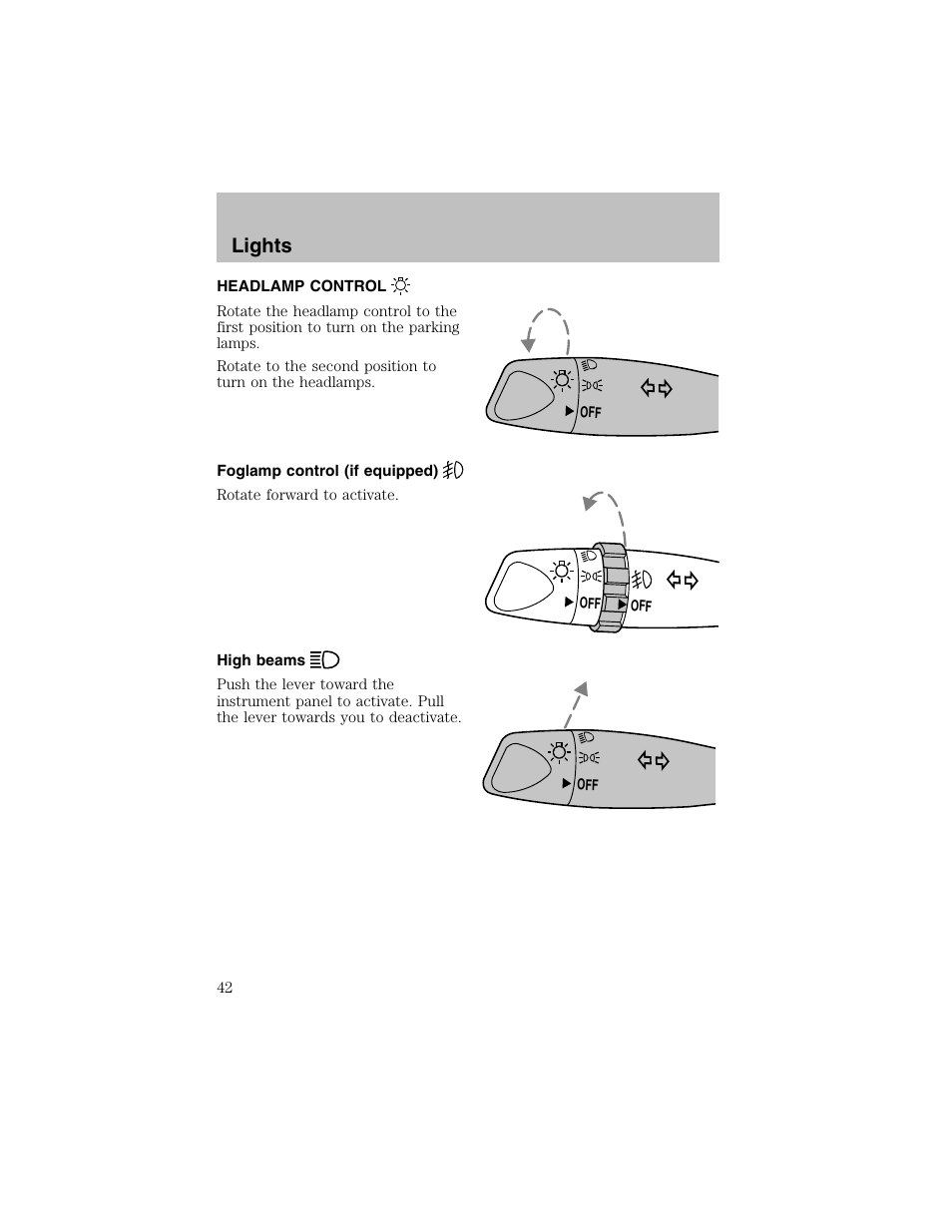 Lights | FORD 2002 Escort User Manual | Page 42 / 208