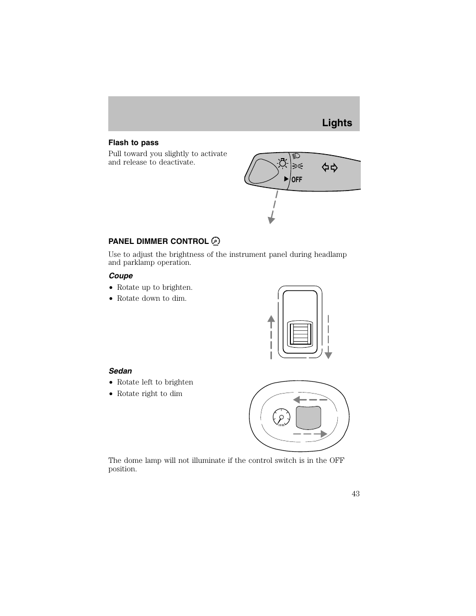 Lights | FORD 2002 Escort User Manual | Page 43 / 208