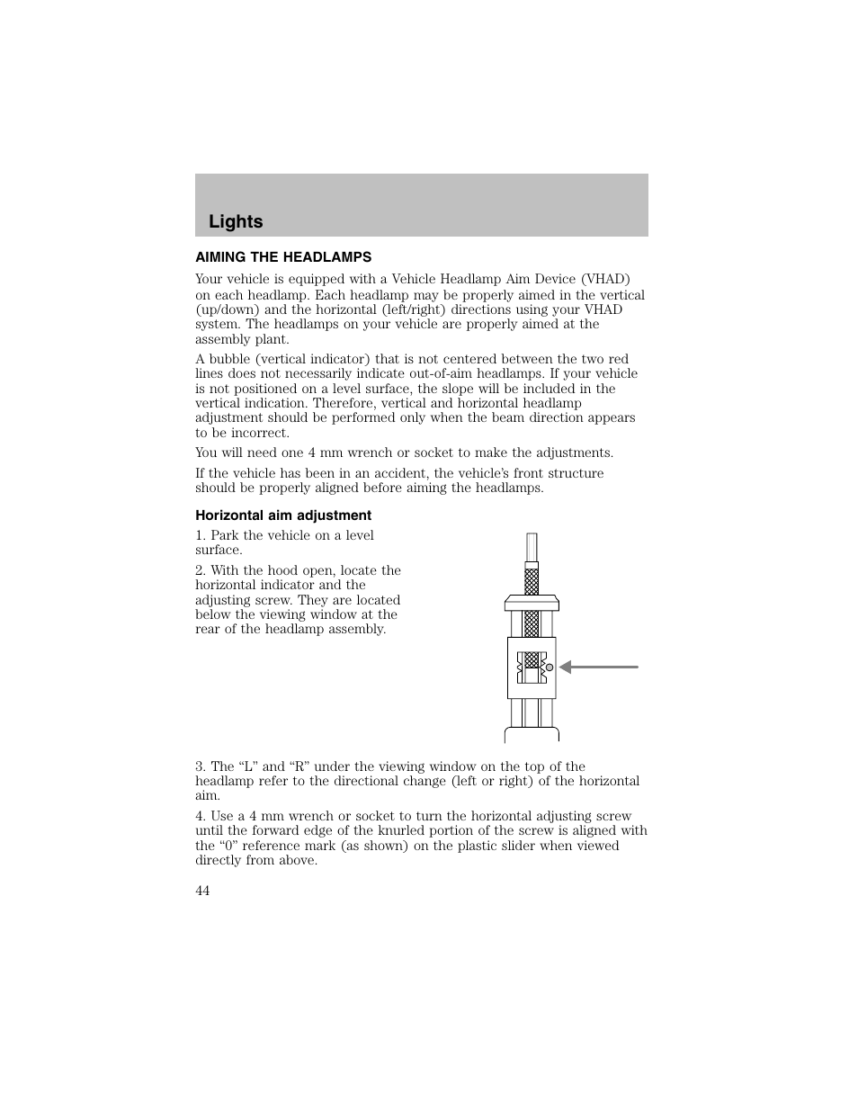 Lights | FORD 2002 Escort User Manual | Page 44 / 208