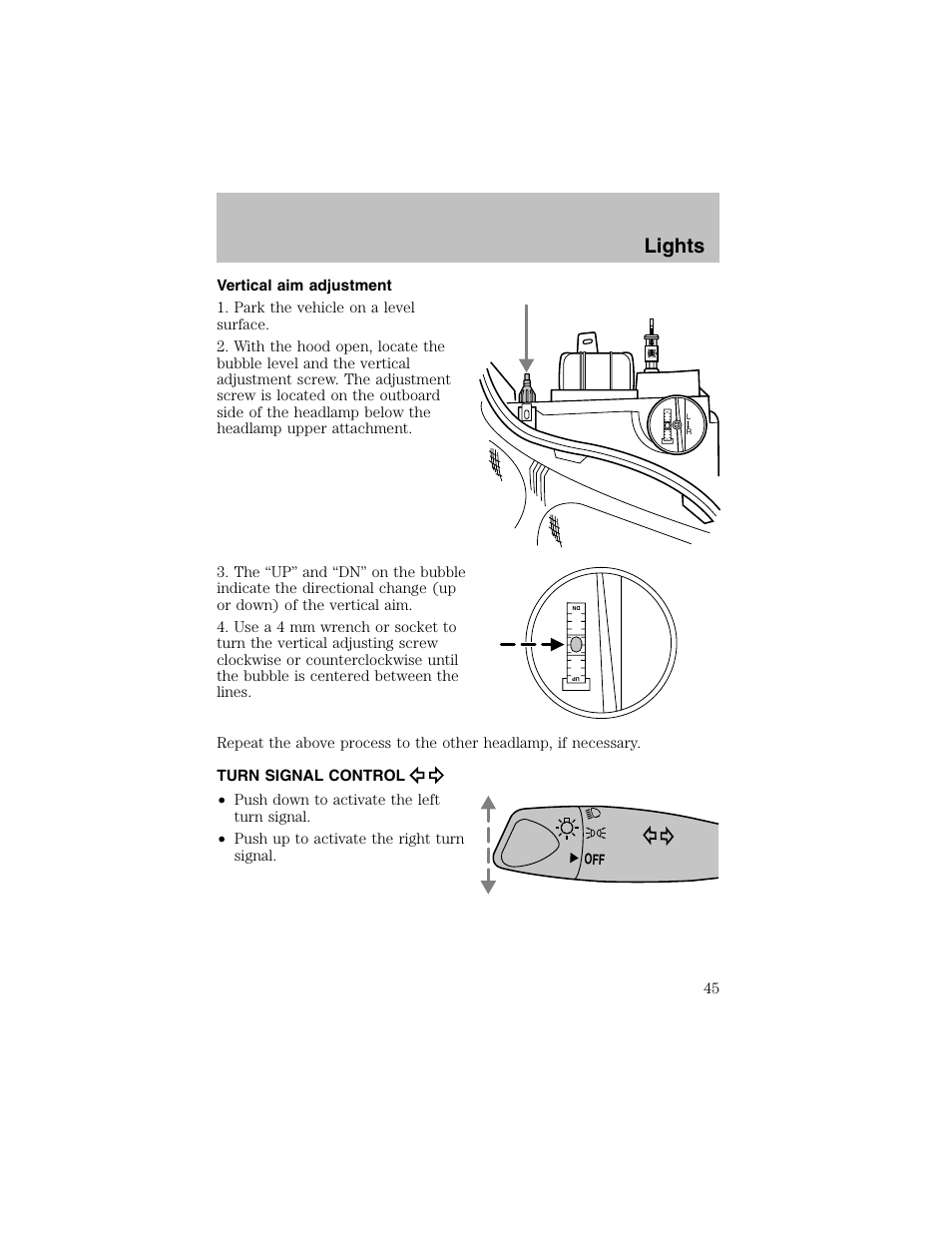 Lights | FORD 2002 Escort User Manual | Page 45 / 208