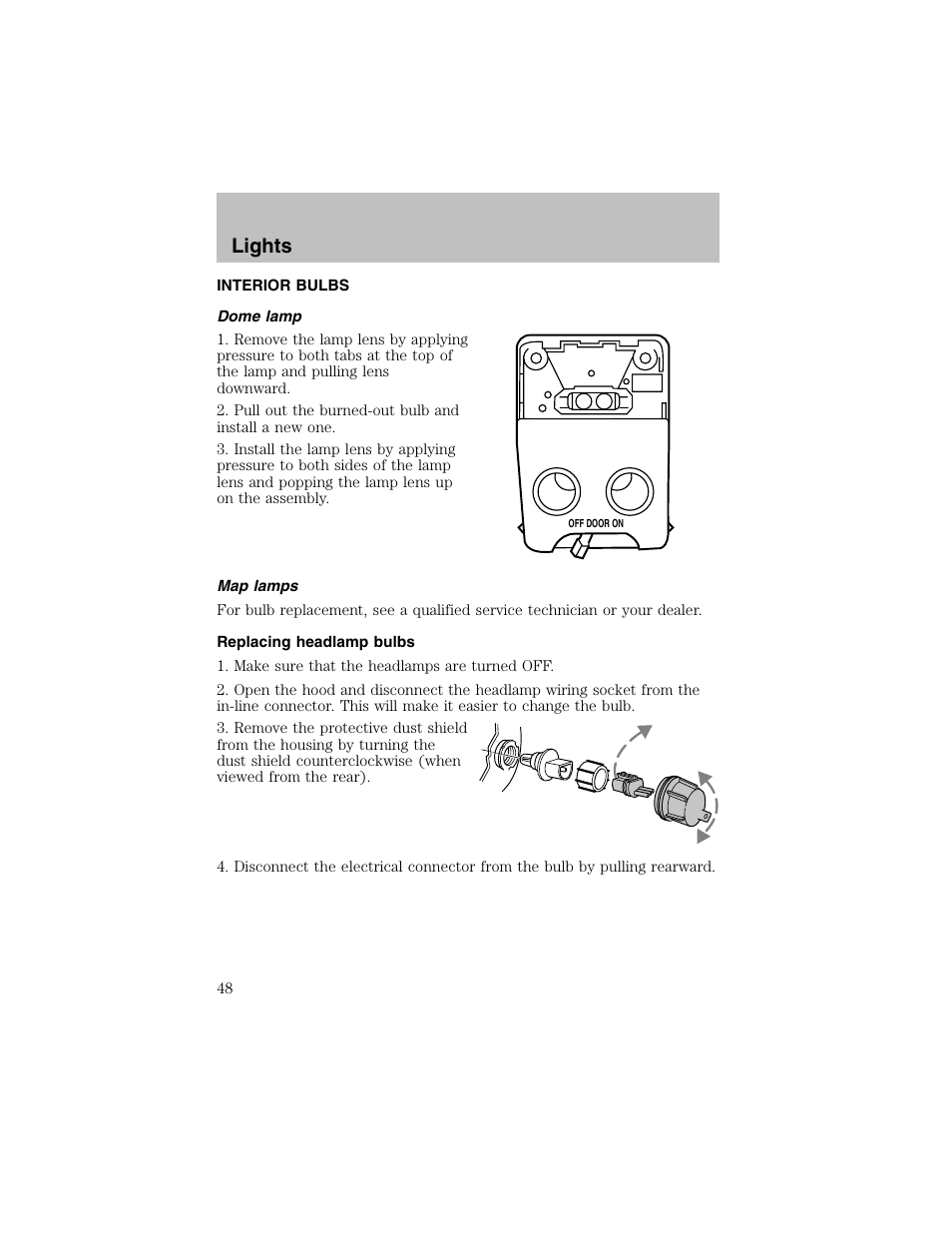 Lights | FORD 2002 Escort User Manual | Page 48 / 208