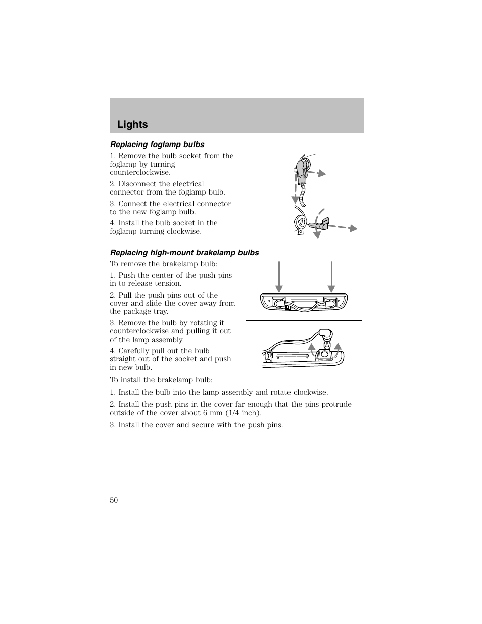 Lights | FORD 2002 Escort User Manual | Page 50 / 208