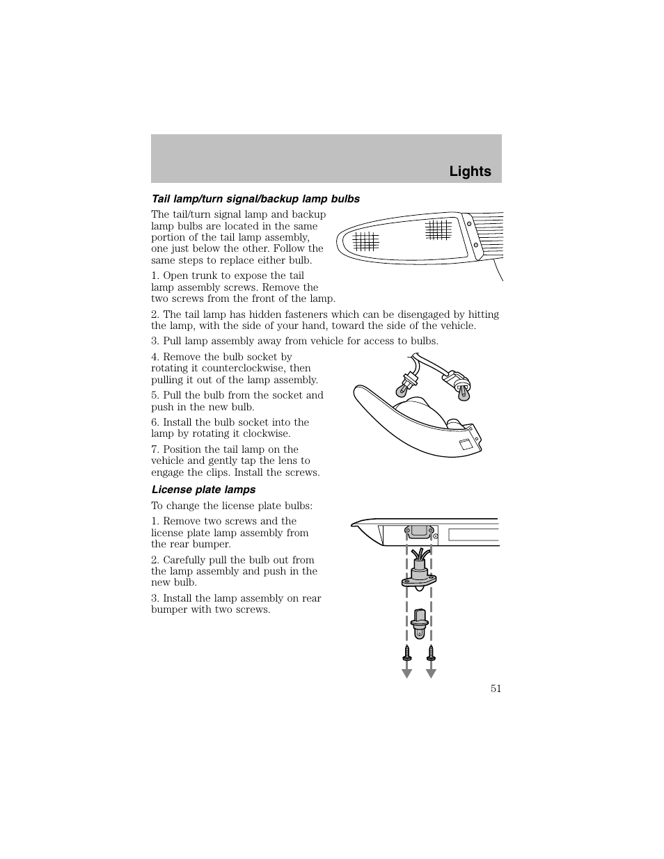 Lights | FORD 2002 Escort User Manual | Page 51 / 208