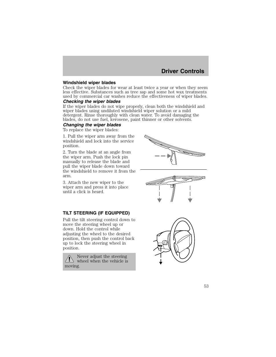 Driver controls | FORD 2002 Escort User Manual | Page 53 / 208