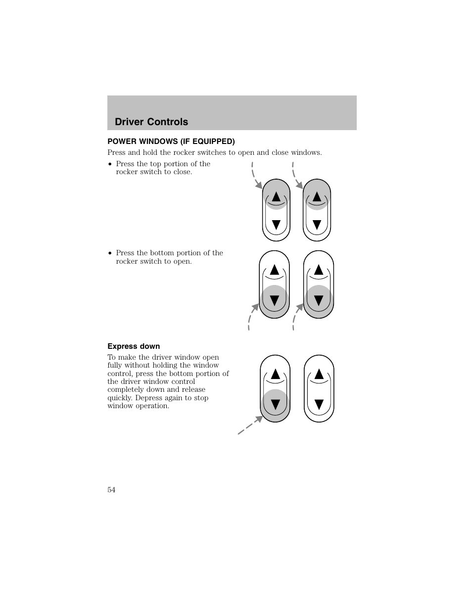 Driver controls | FORD 2002 Escort User Manual | Page 54 / 208