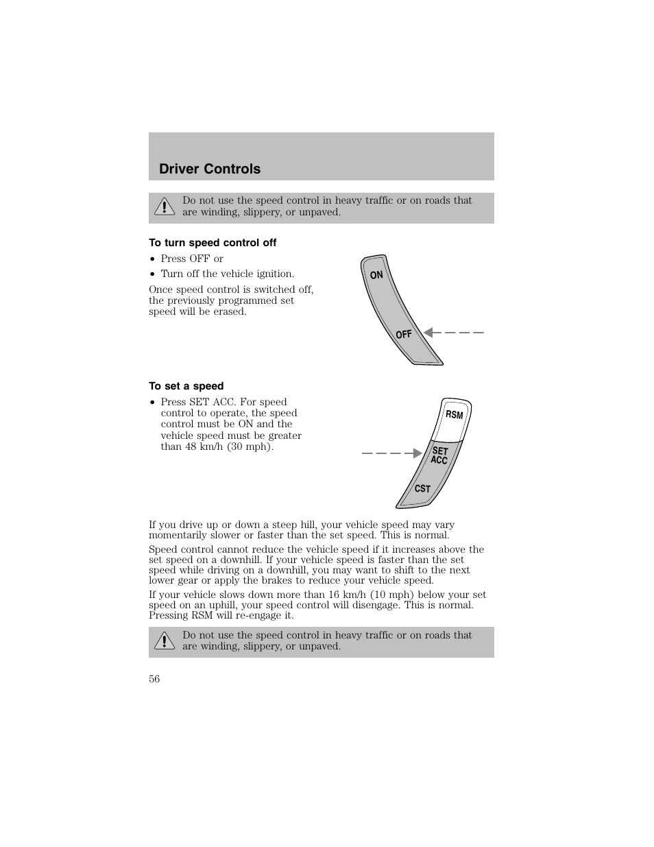 Driver controls | FORD 2002 Escort User Manual | Page 56 / 208