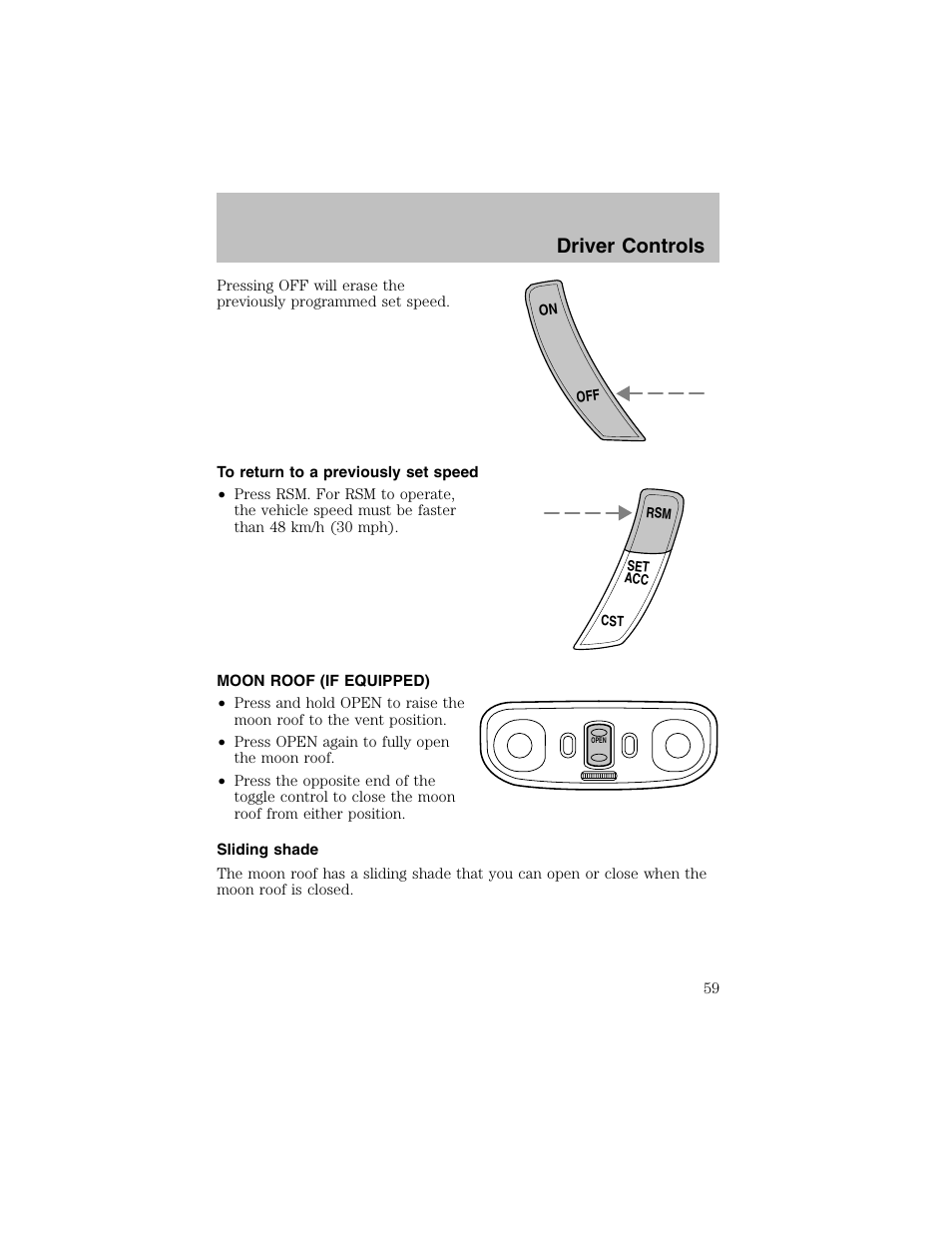 Driver controls | FORD 2002 Escort User Manual | Page 59 / 208