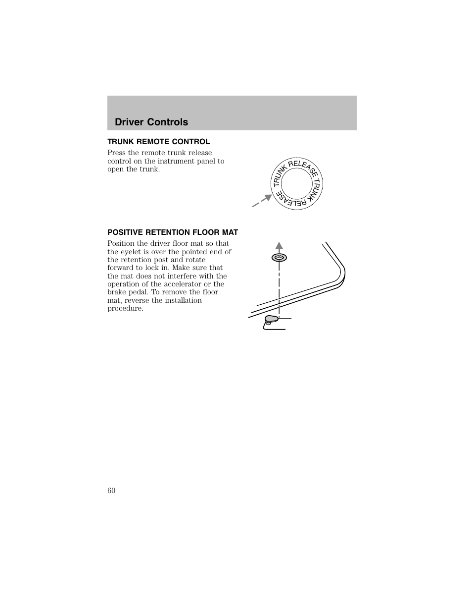 Driver controls | FORD 2002 Escort User Manual | Page 60 / 208