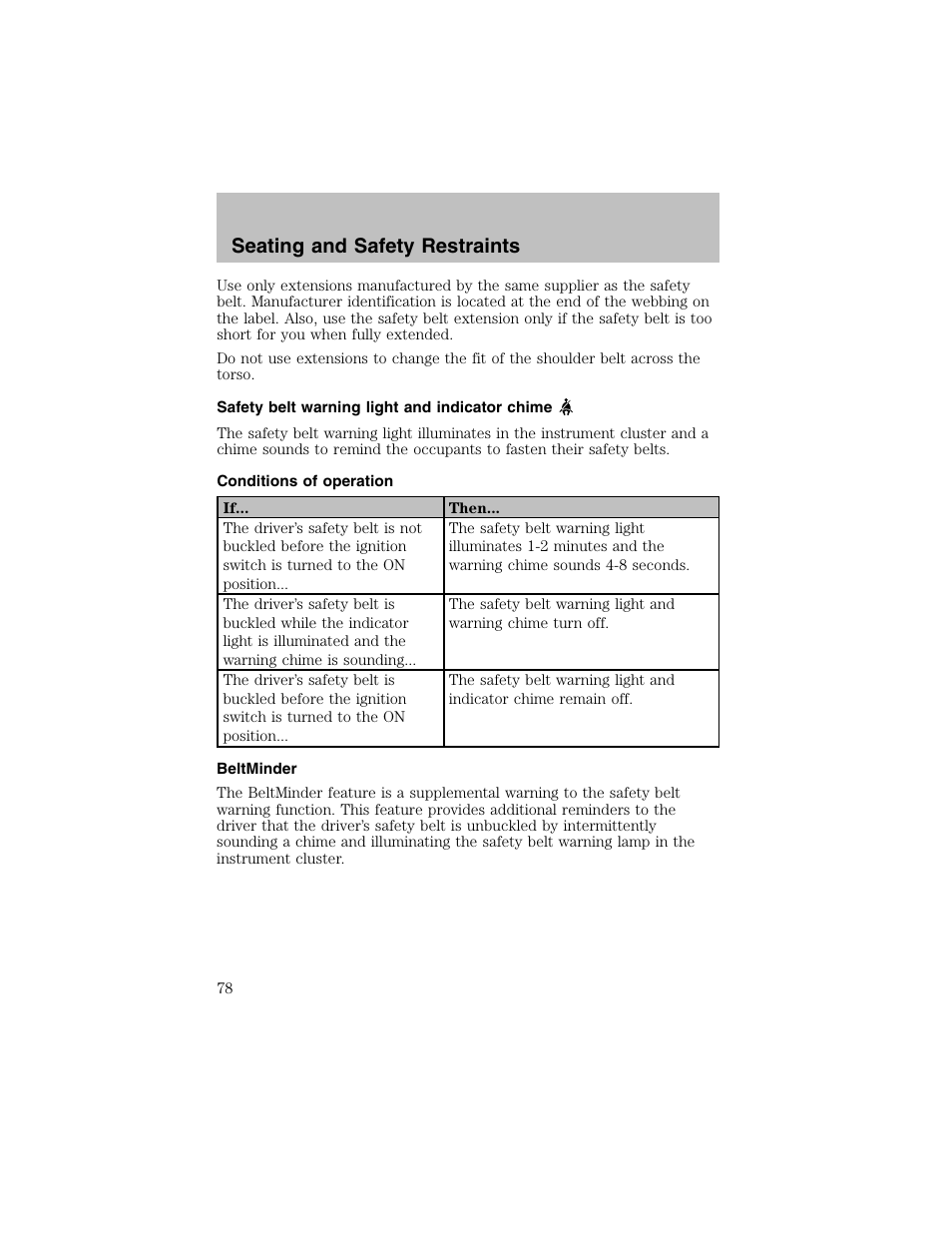 Seating and safety restraints | FORD 2002 Escort User Manual | Page 78 / 208