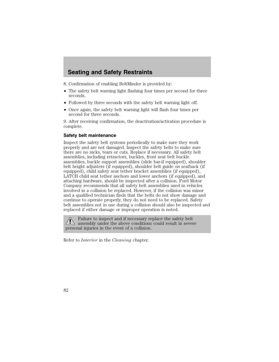 Seating and safety restraints | FORD 2002 Escort User Manual | Page 82 / 208