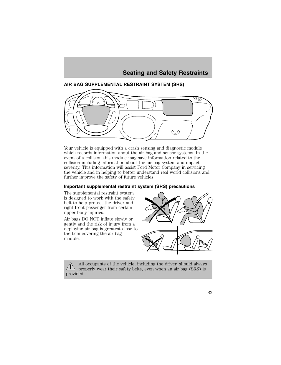 Seating and safety restraints | FORD 2002 Escort User Manual | Page 83 / 208