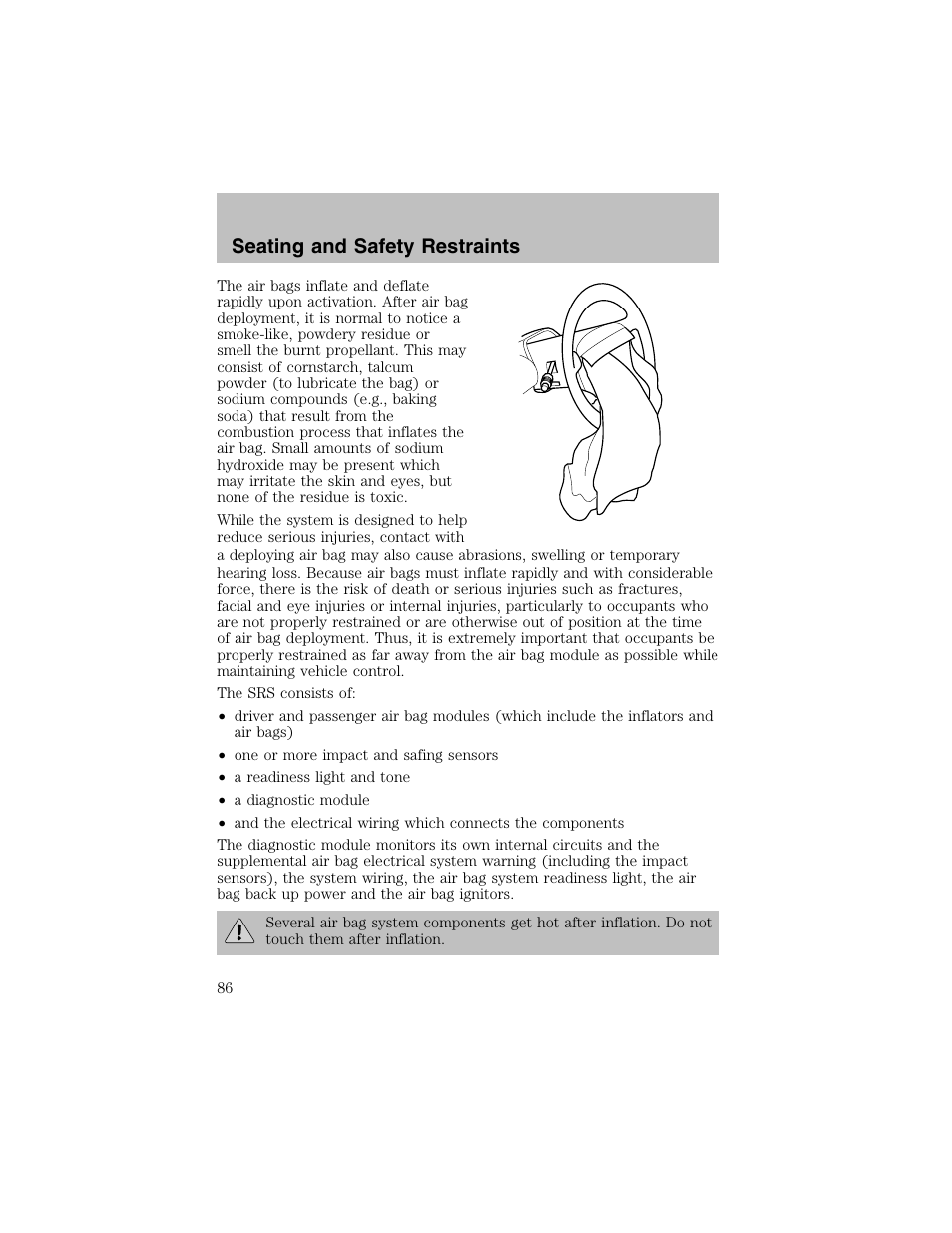 Seating and safety restraints | FORD 2002 Escort User Manual | Page 86 / 208