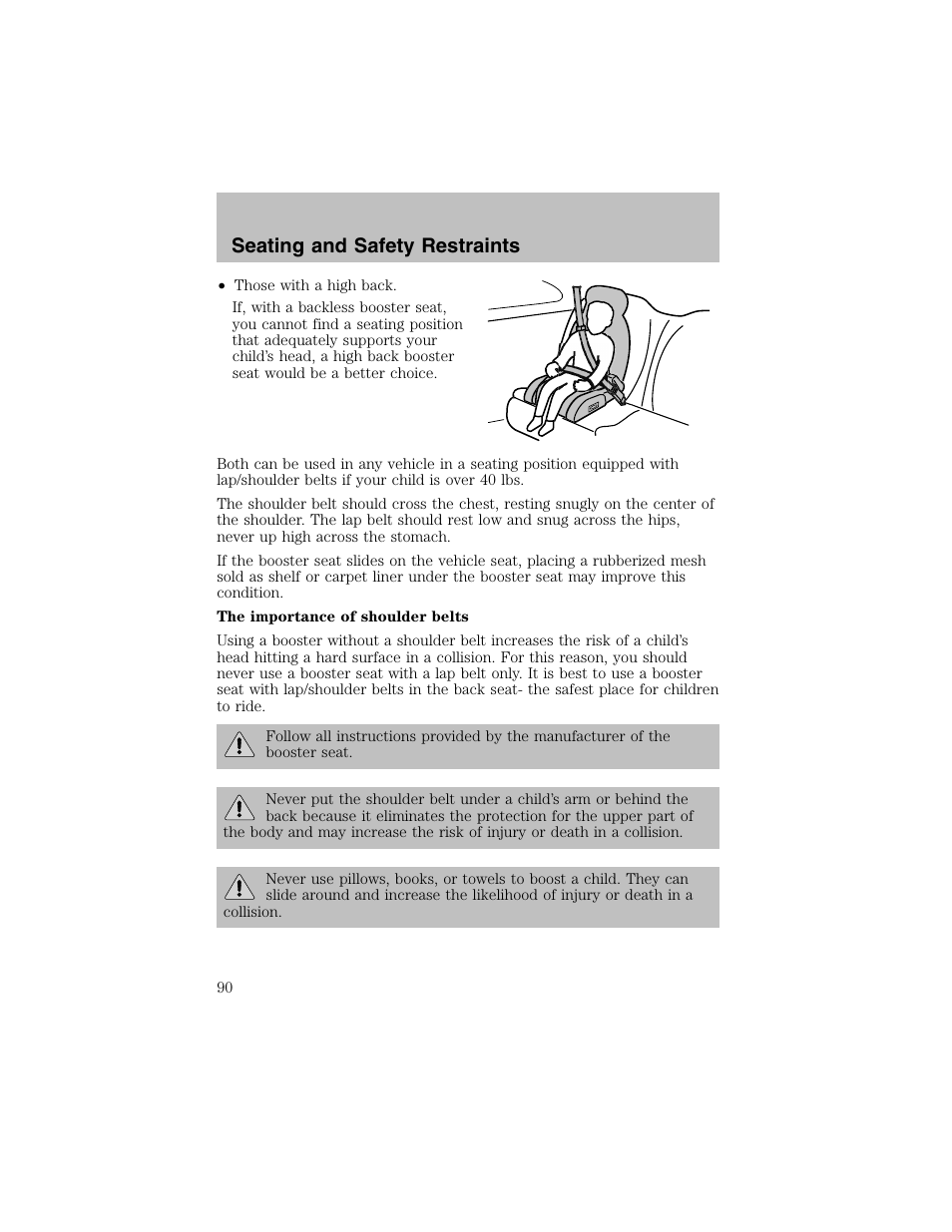 Seating and safety restraints | FORD 2002 Escort User Manual | Page 90 / 208