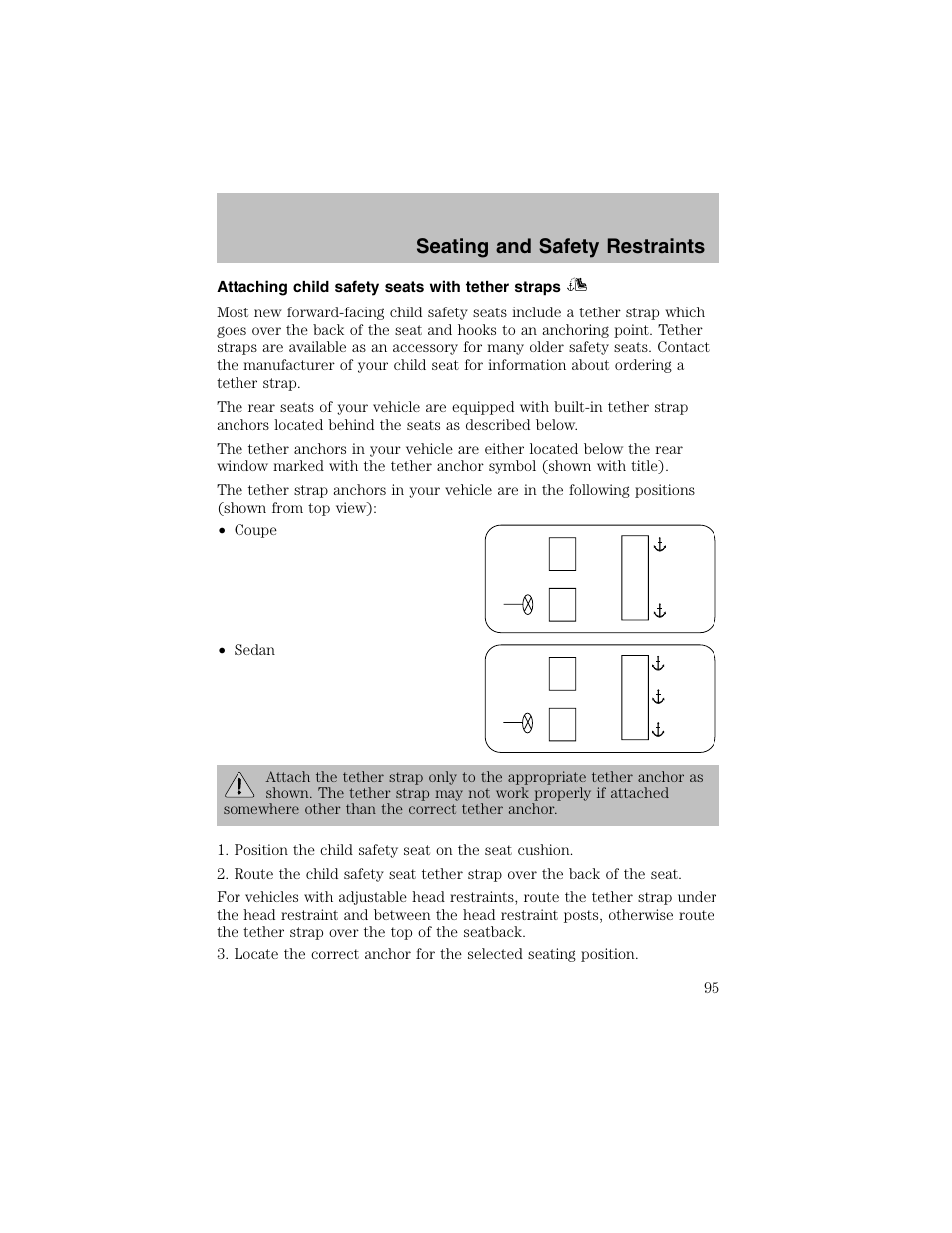 Seating and safety restraints | FORD 2002 Escort User Manual | Page 95 / 208