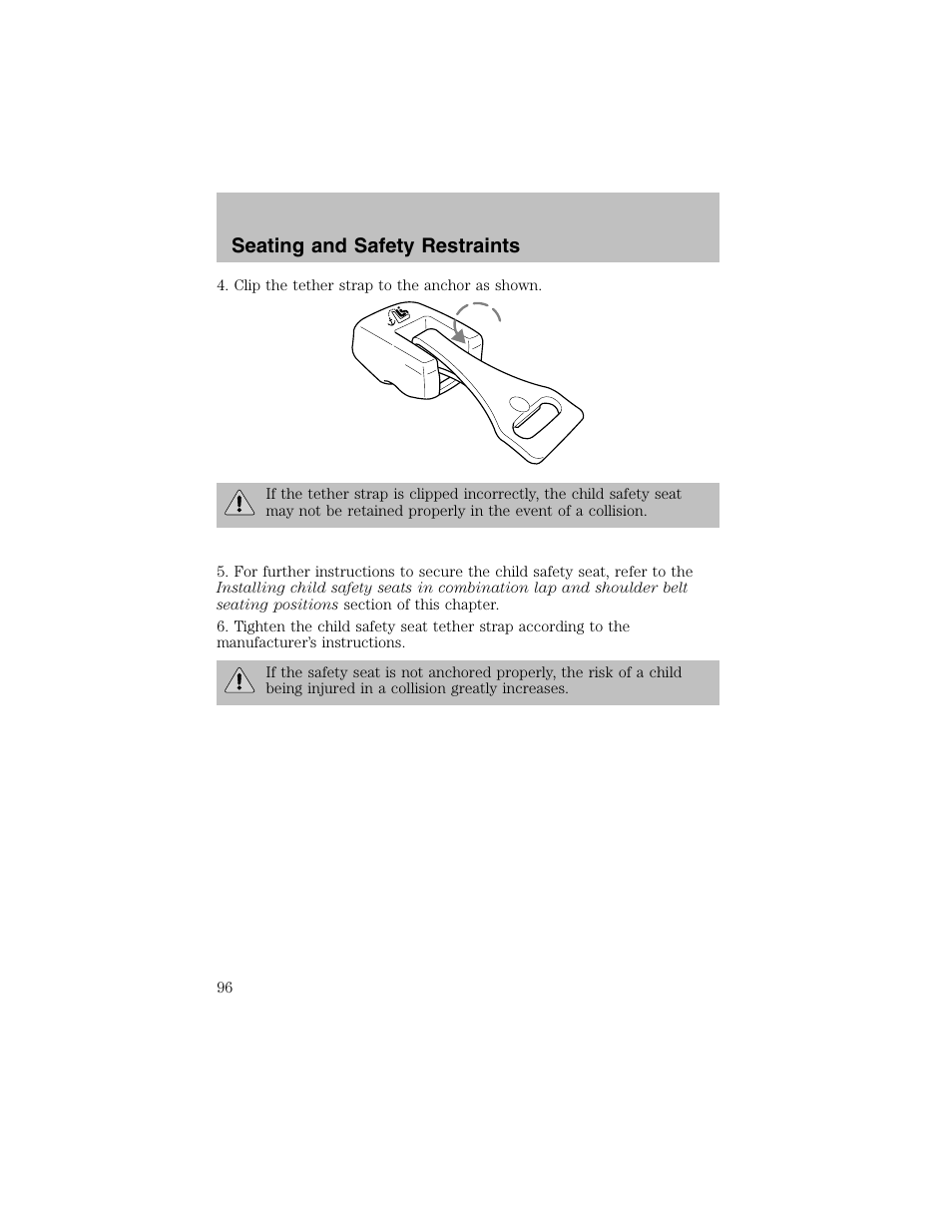 Seating and safety restraints | FORD 2002 Escort User Manual | Page 96 / 208