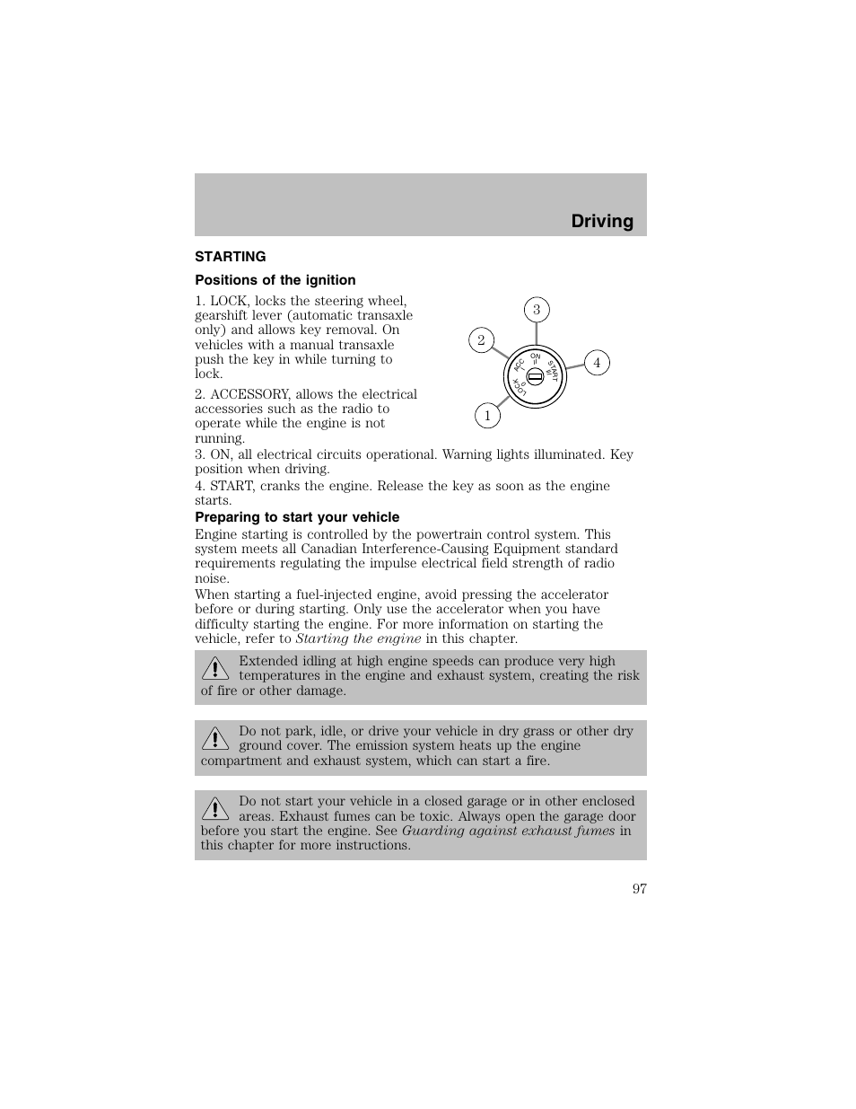 Driving | FORD 2002 Escort User Manual | Page 97 / 208