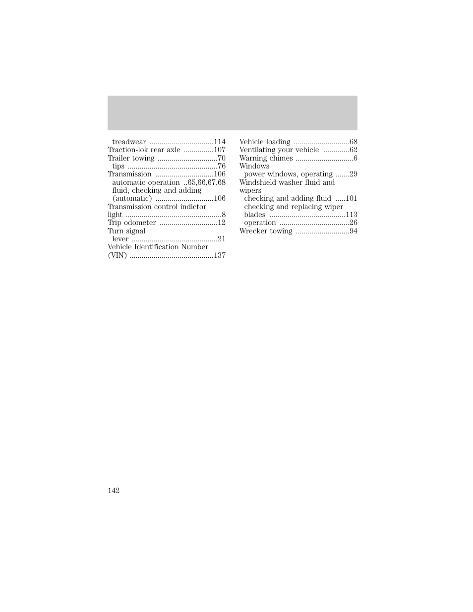 Index | FORD 1998 E-150 User Manual | Page 142 / 144