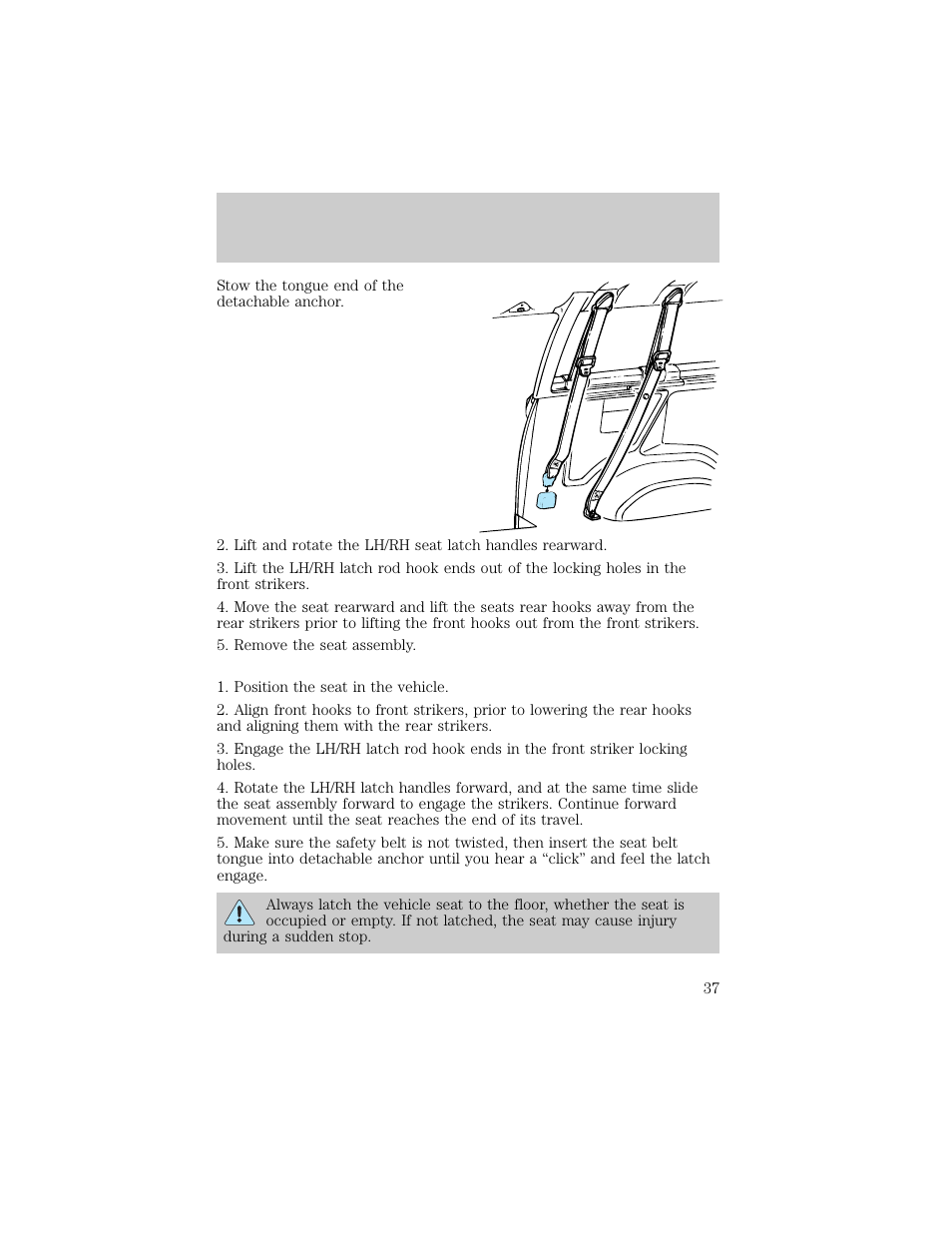 Seating and safety restraints | FORD 1998 E-150 User Manual | Page 37 / 144