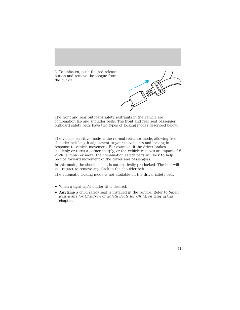 Seating and safety restraints | FORD 1998 E-150 User Manual | Page 41 / 144