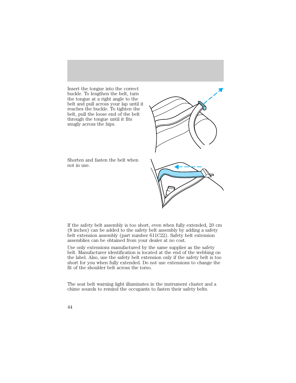 Seating and safety restraints | FORD 1998 E-150 User Manual | Page 44 / 144