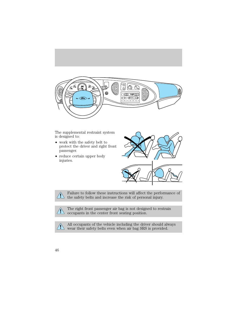 Seating and safety restraints, 18 8 h l, Am fm bass treb bal fade | FORD 1998 E-150 User Manual | Page 46 / 144
