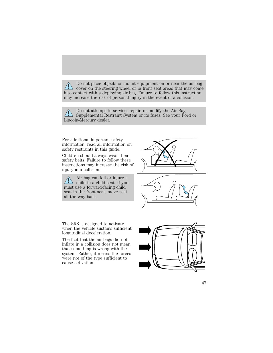 Seating and safety restraints | FORD 1998 E-150 User Manual | Page 47 / 144