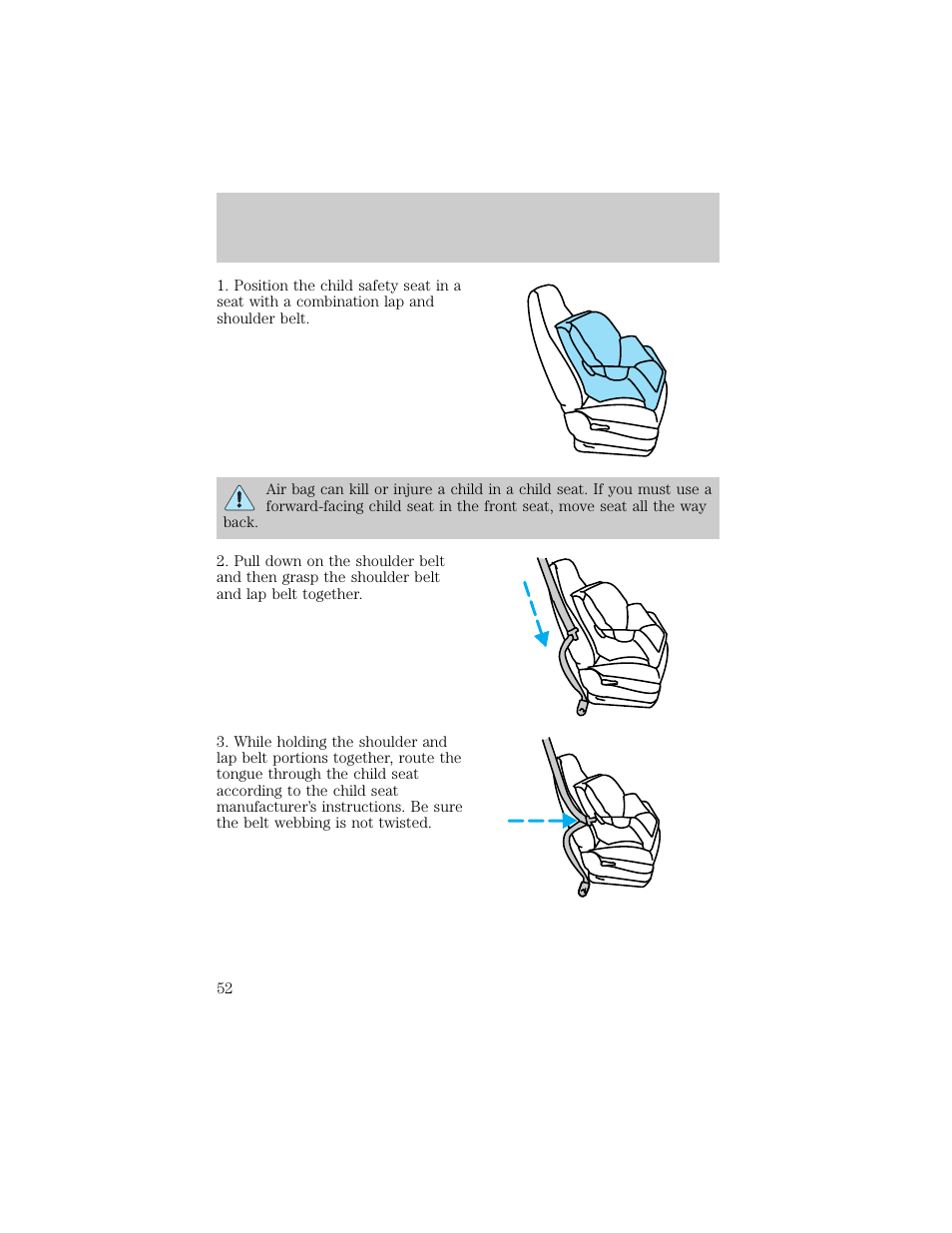 Seating and safety restraints | FORD 1998 E-150 User Manual | Page 52 / 144