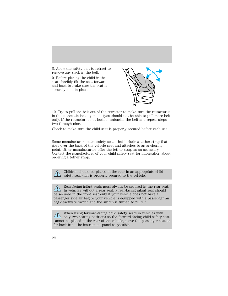 Seating and safety restraints | FORD 1998 E-150 User Manual | Page 54 / 144
