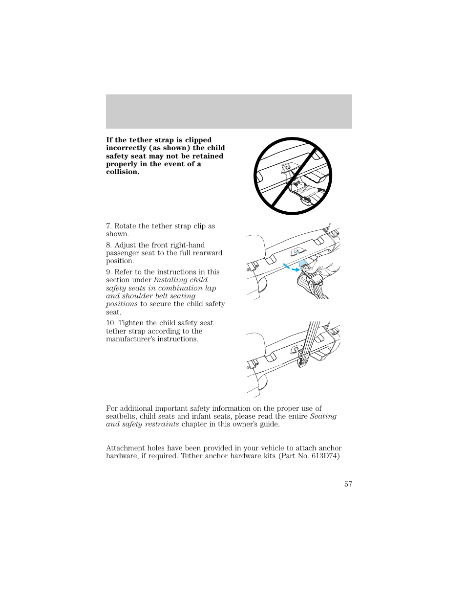 Seating and safety restraints | FORD 1998 E-150 User Manual | Page 57 / 144