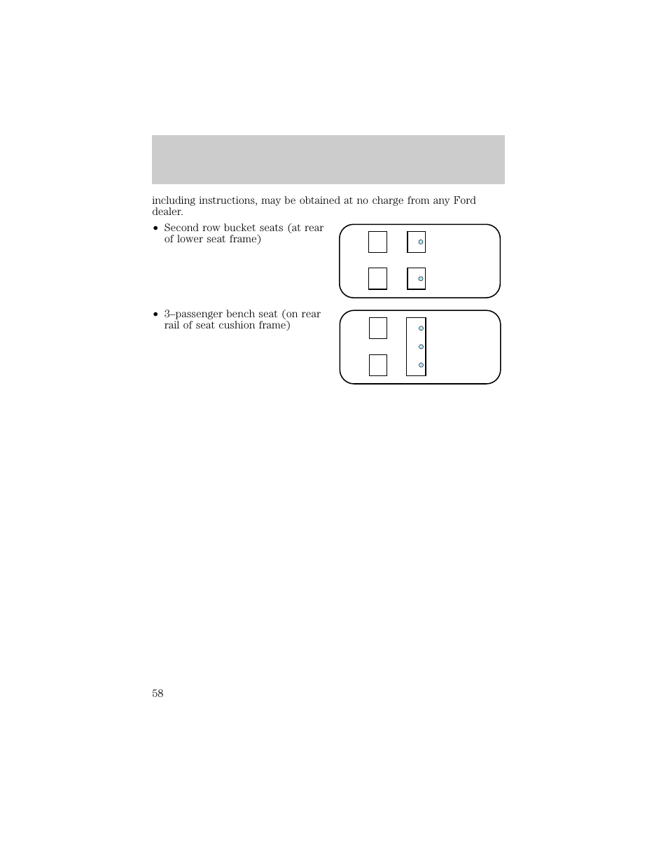 Seating and safety restraints | FORD 1998 E-150 User Manual | Page 58 / 144