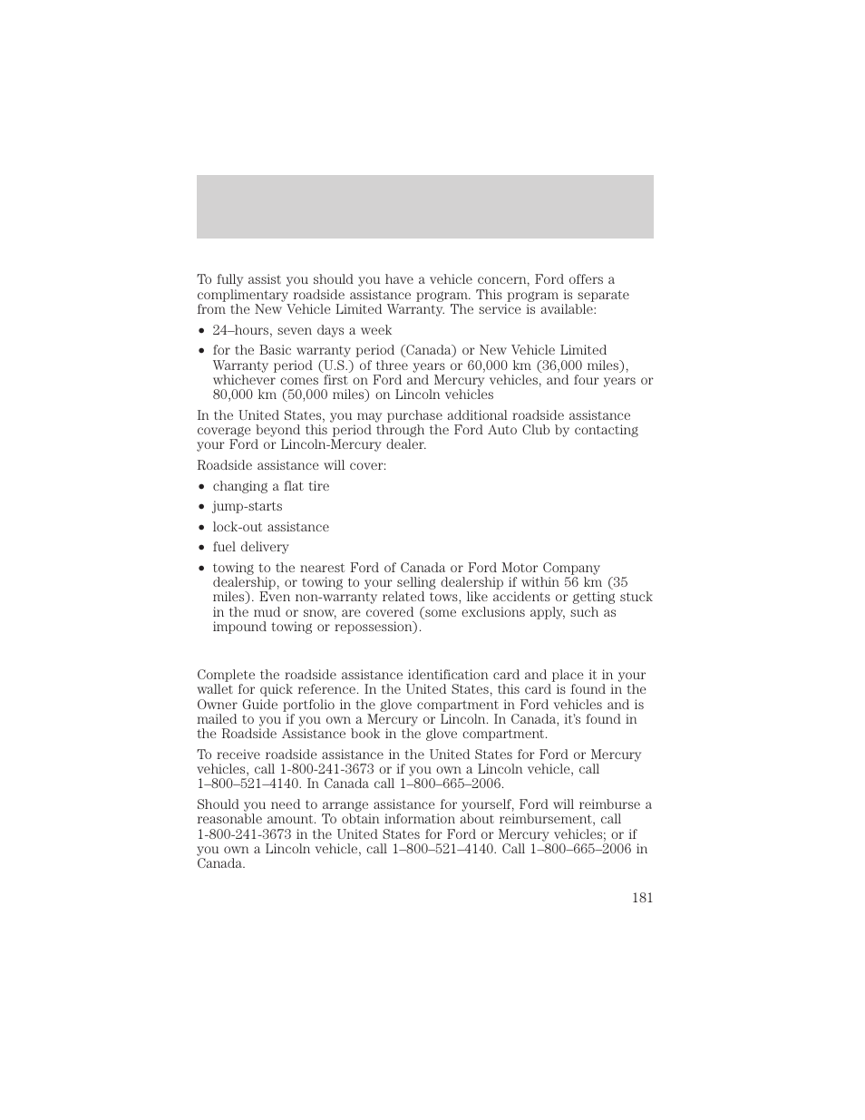 Customer assistance | FORD 1999 Escort User Manual | Page 181 / 200