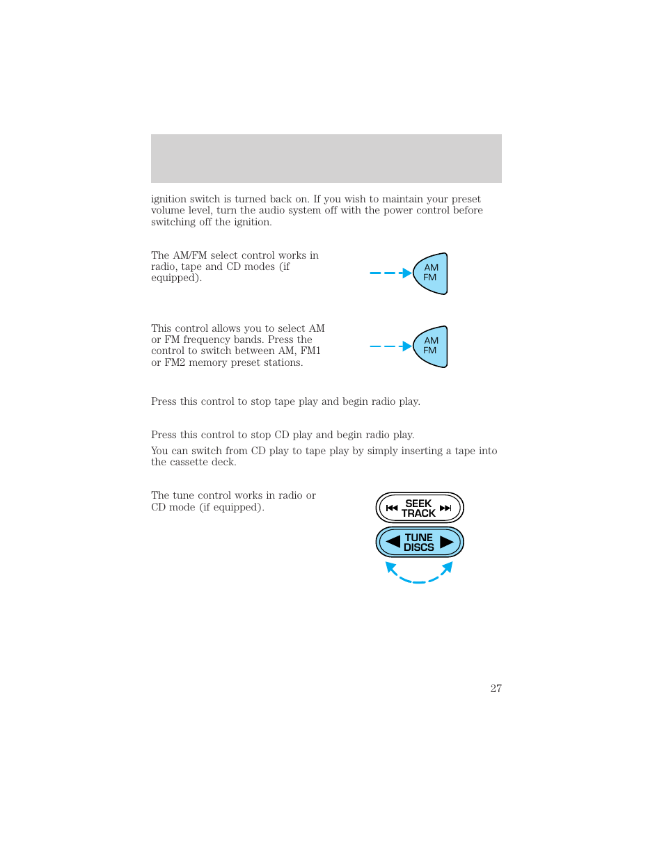 Controls and features | FORD 1999 Escort User Manual | Page 27 / 200