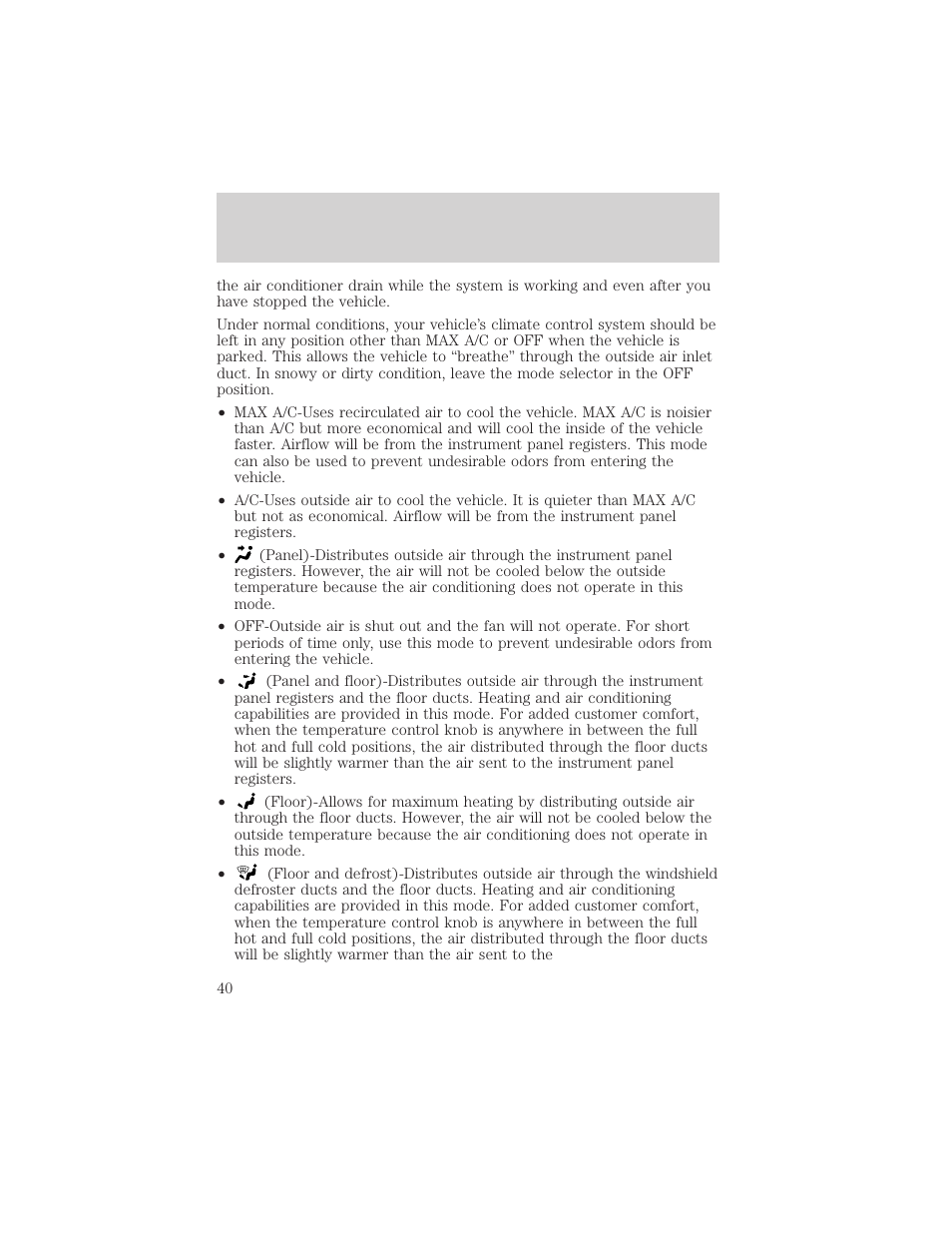 Controls and features | FORD 1999 Escort User Manual | Page 40 / 200