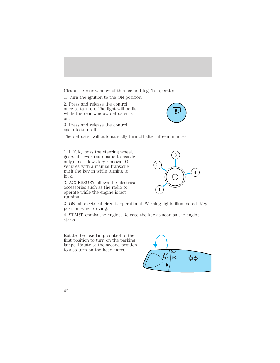 Controls and features | FORD 1999 Escort User Manual | Page 42 / 200