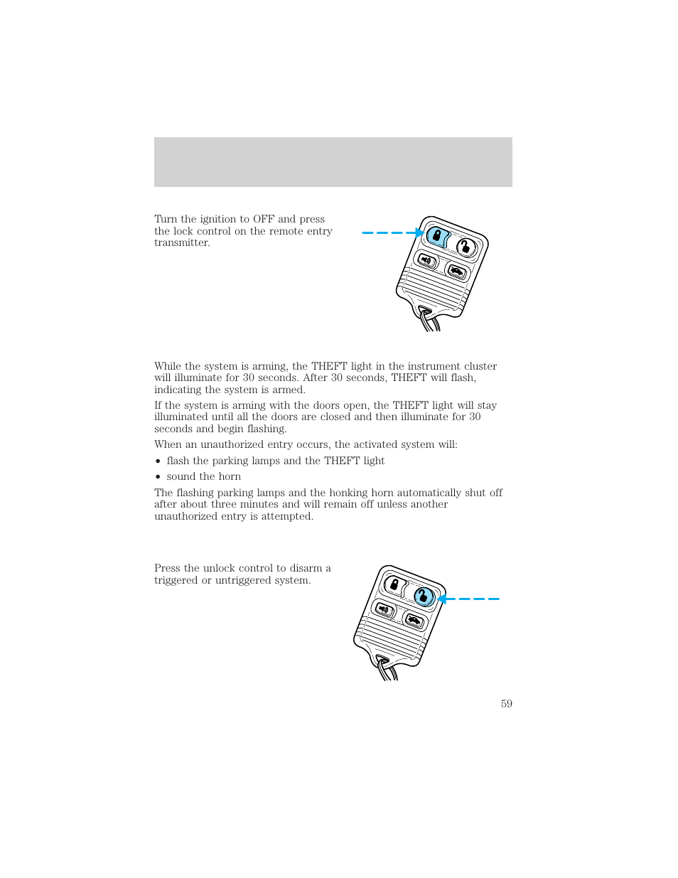 Controls and features | FORD 1999 Escort User Manual | Page 59 / 200