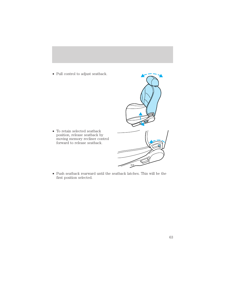 Seating and safety restraints | FORD 1999 Escort User Manual | Page 63 / 200