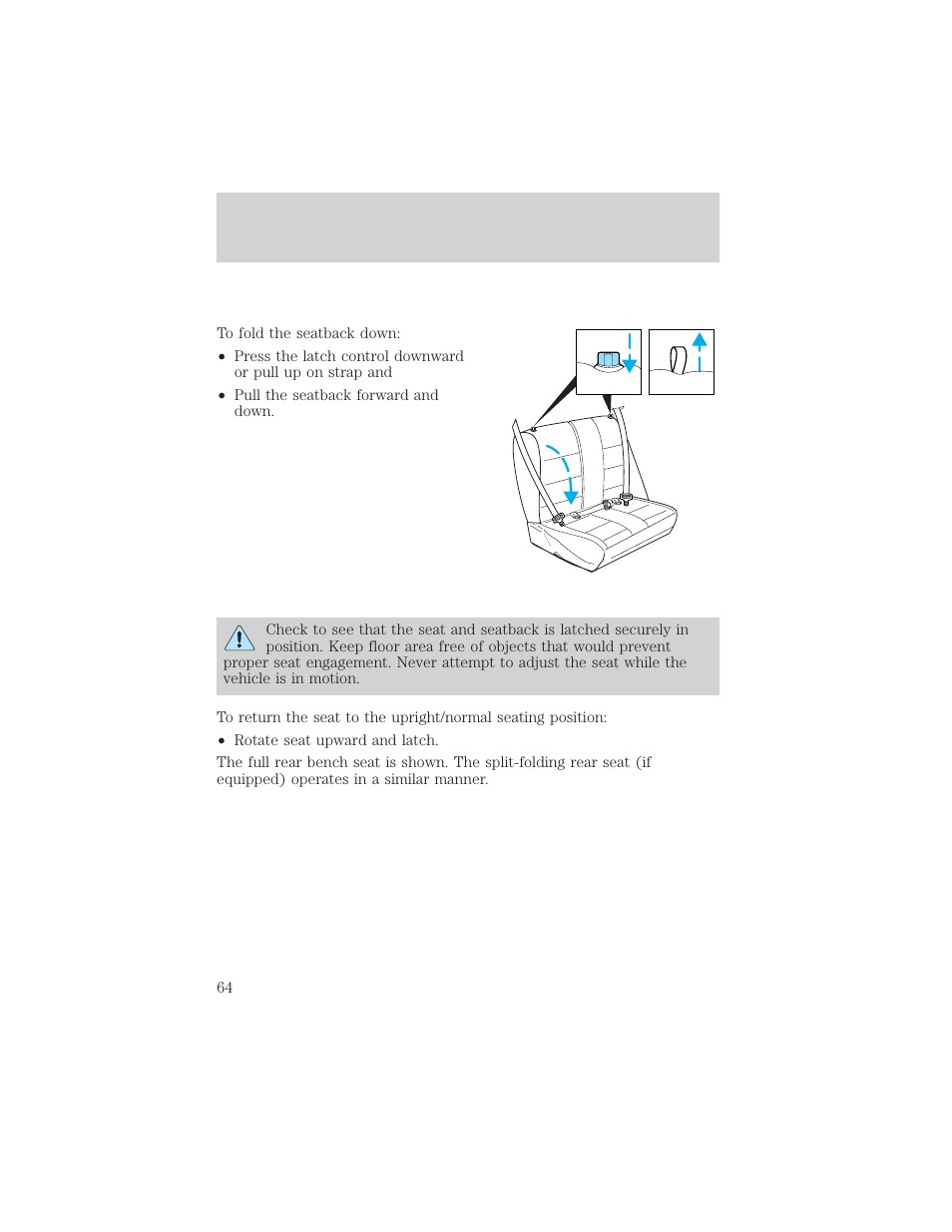 Seating and safety restraints | FORD 1999 Escort User Manual | Page 64 / 200