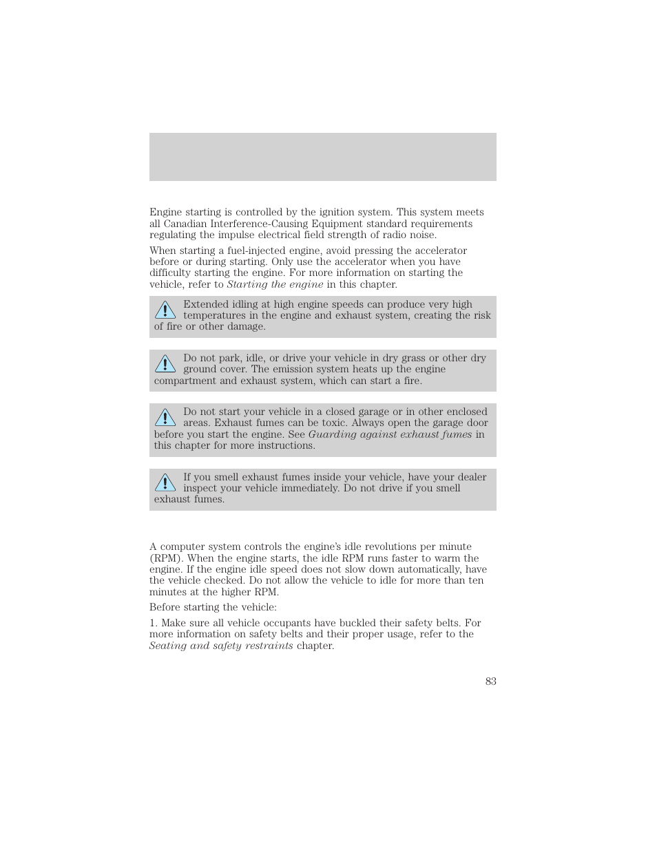 Starting | FORD 1999 Escort User Manual | Page 83 / 200