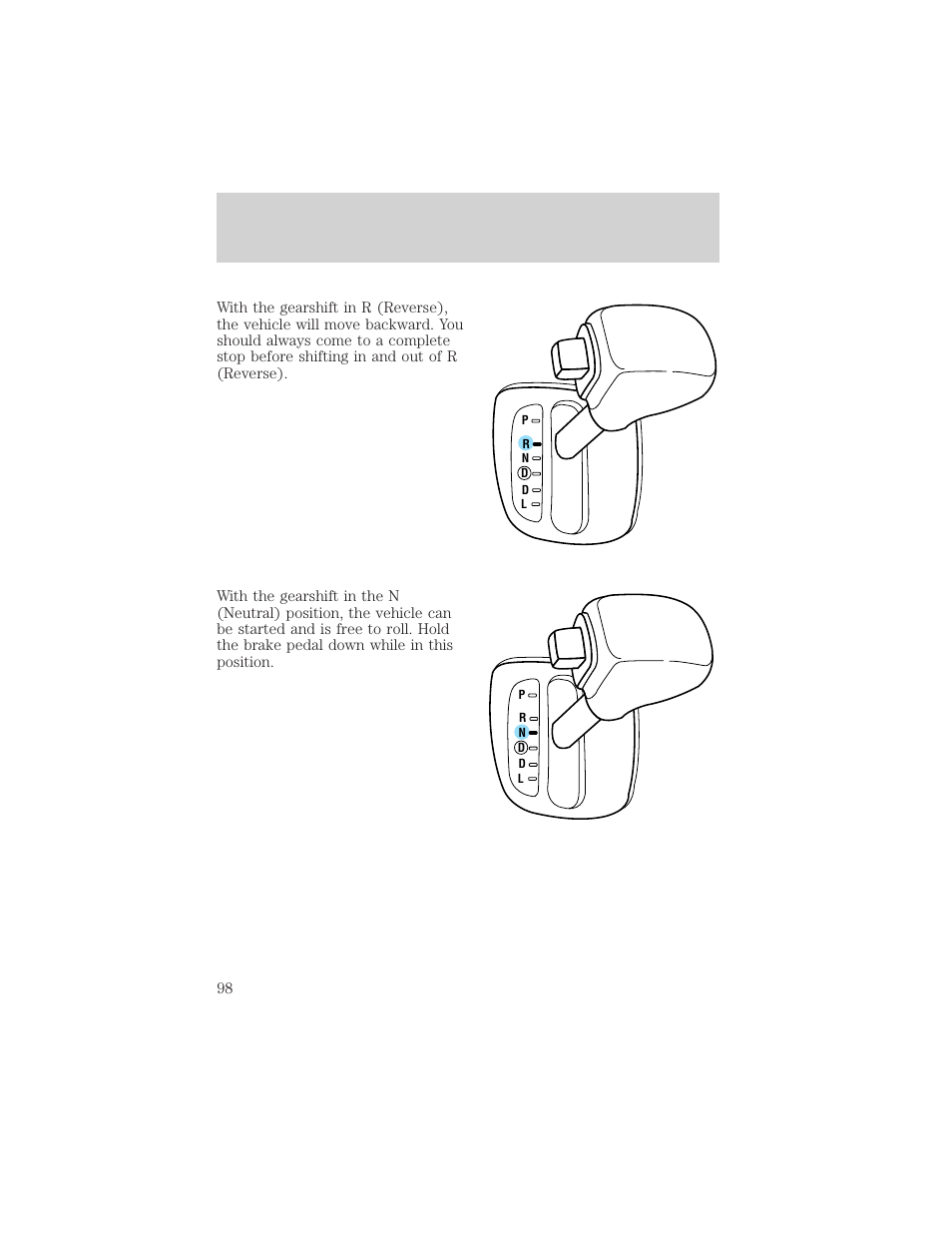 Driving | FORD 1999 Escort User Manual | Page 98 / 200